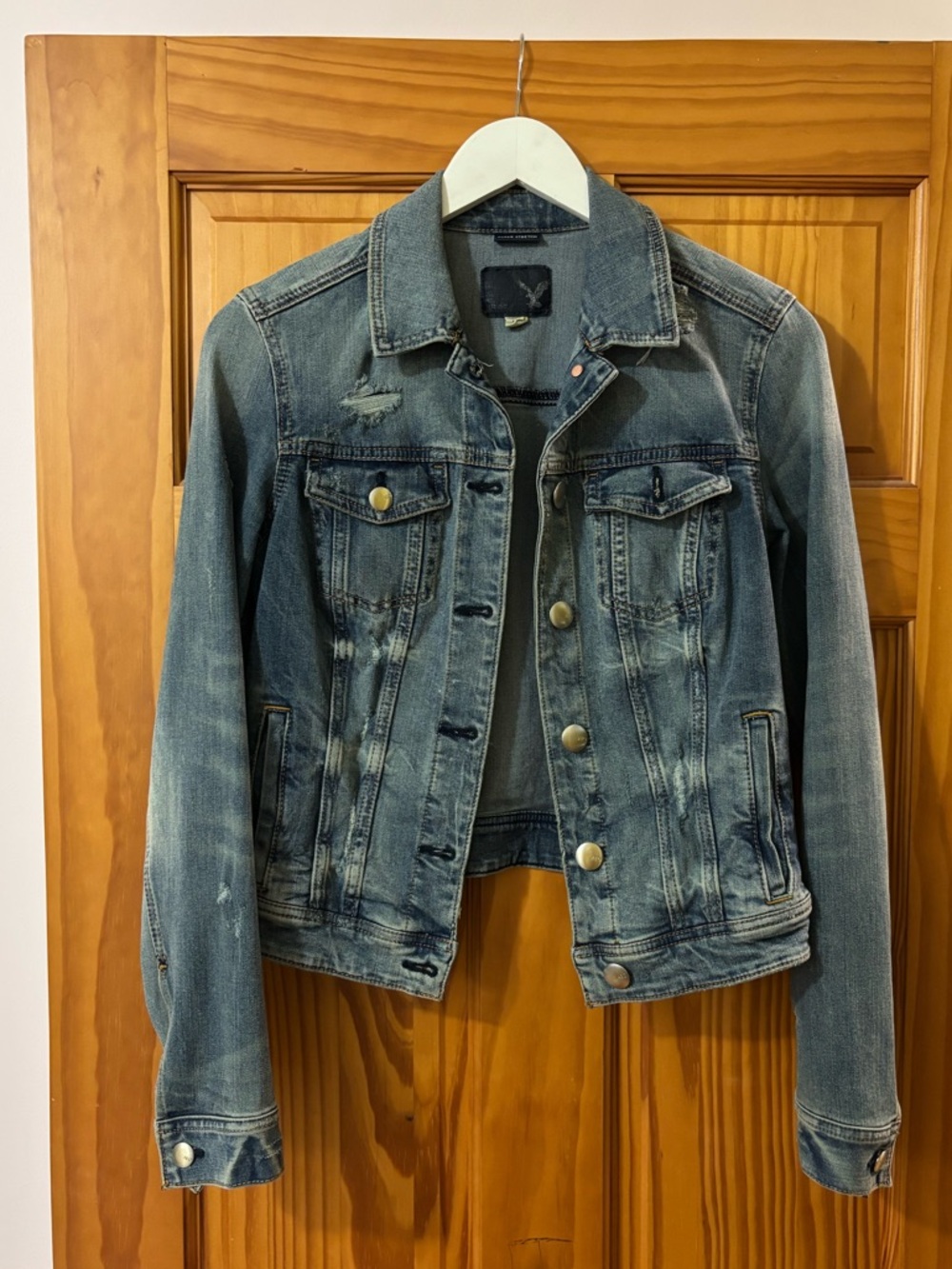 American Eagle Distressed Blue Denim Jacket